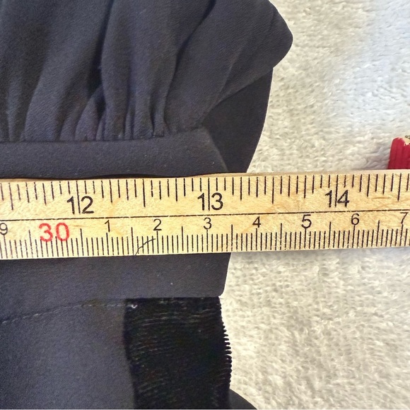 KATE SPADE Black Velvet Trim Bow Tie Neckline Wide Crop Pants Jumpsuit 0 - Picture 12 of 14